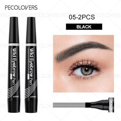 6 Colors 1Pc Eyebrow Pen Waterproof 4 Split Tip Eyebrows Pen Eyebrow Tattoo Pen Waterproof Liquid Black Eyebrow Makeup Pencil