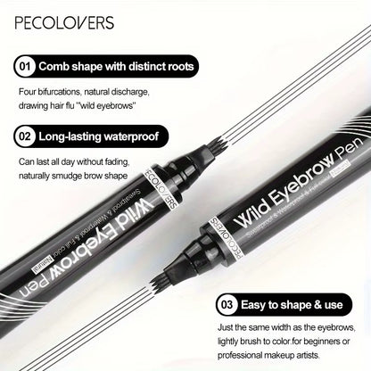 6 Colors 1Pc Eyebrow Pen Waterproof 4 Split Tip Eyebrows Pen Eyebrow Tattoo Pen Waterproof Liquid Black Eyebrow Makeup Pencil
