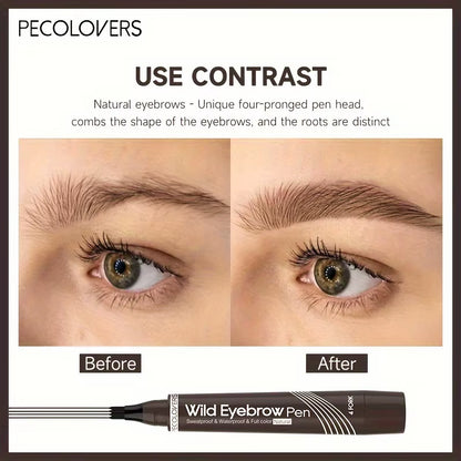 6 Colors 1Pc Eyebrow Pen Waterproof 4 Split Tip Eyebrows Pen Eyebrow Tattoo Pen Waterproof Liquid Black Eyebrow Makeup Pencil