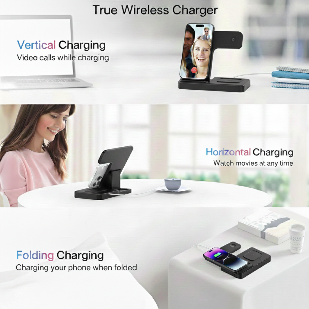 3 in 1 wireless charging Station Fast Wireless Charger Stand