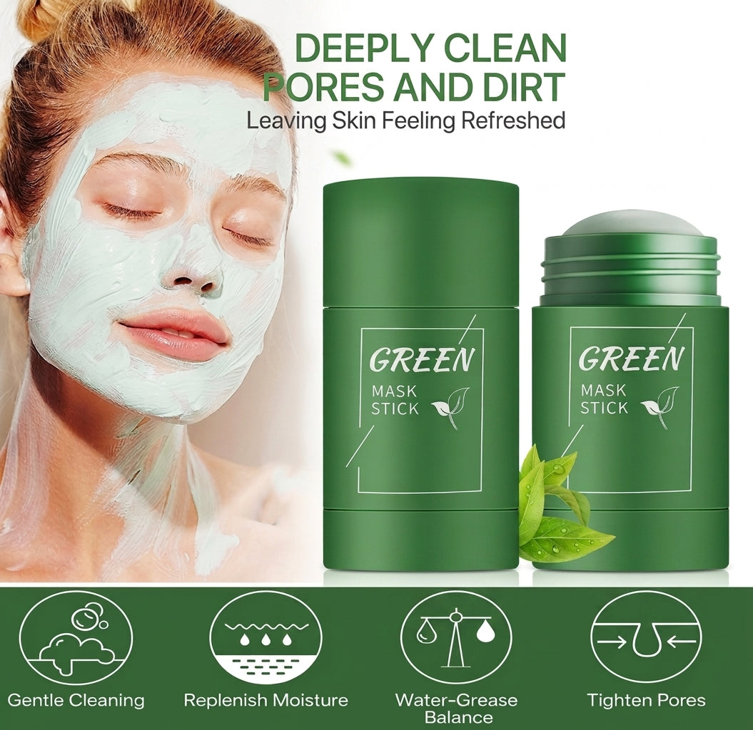 Green Tea Purifying Clay Stick Mask for Blackhead Remover Deep Clean Pore