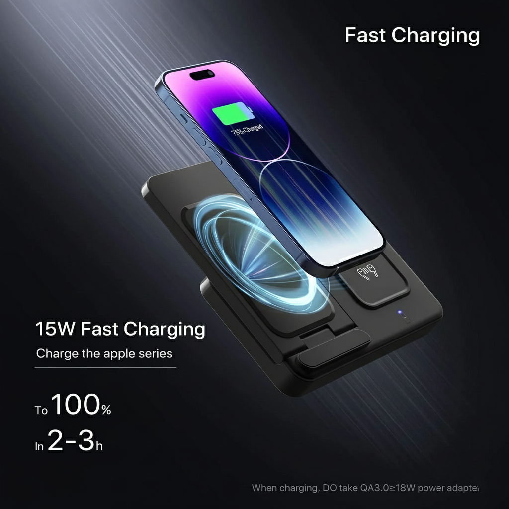 3 in 1 wireless charging Station Fast Wireless Charger Stand