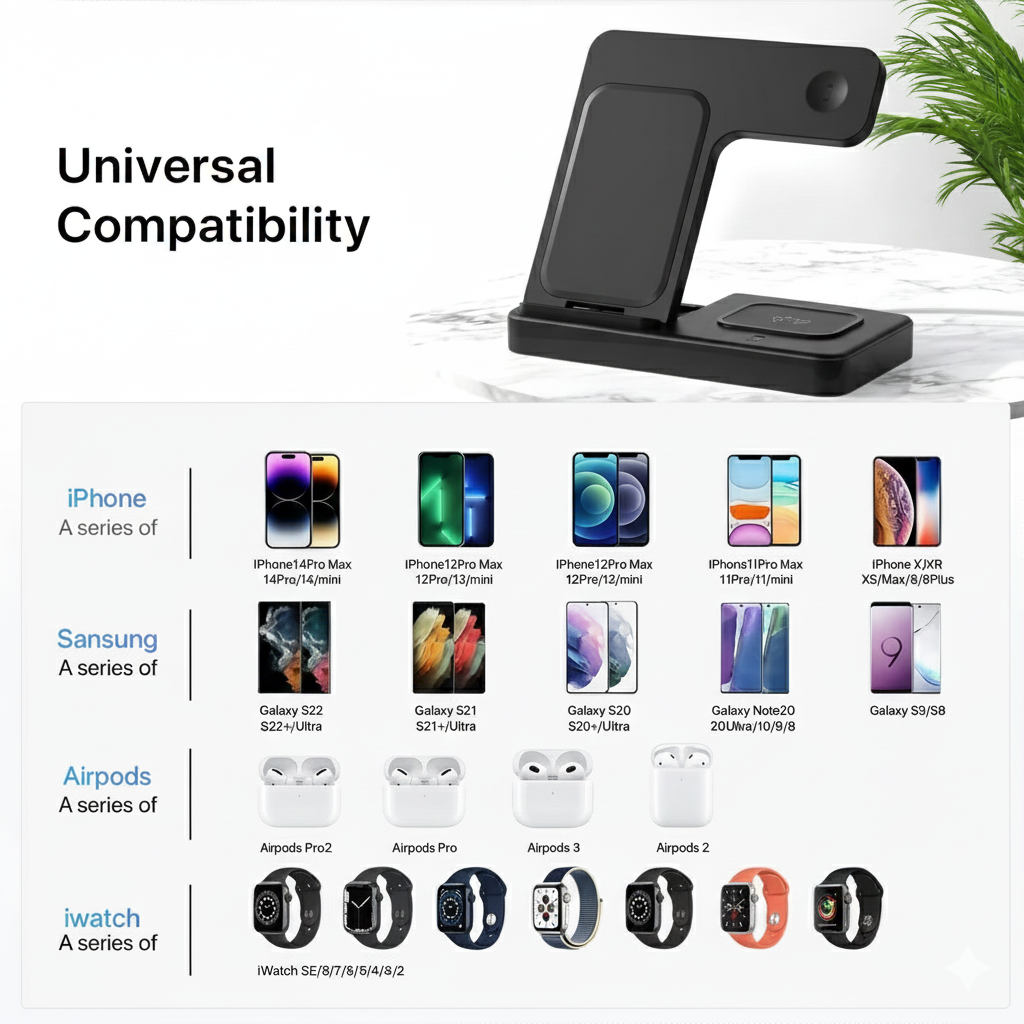 3 in 1 wireless charging Station Fast Wireless Charger Stand