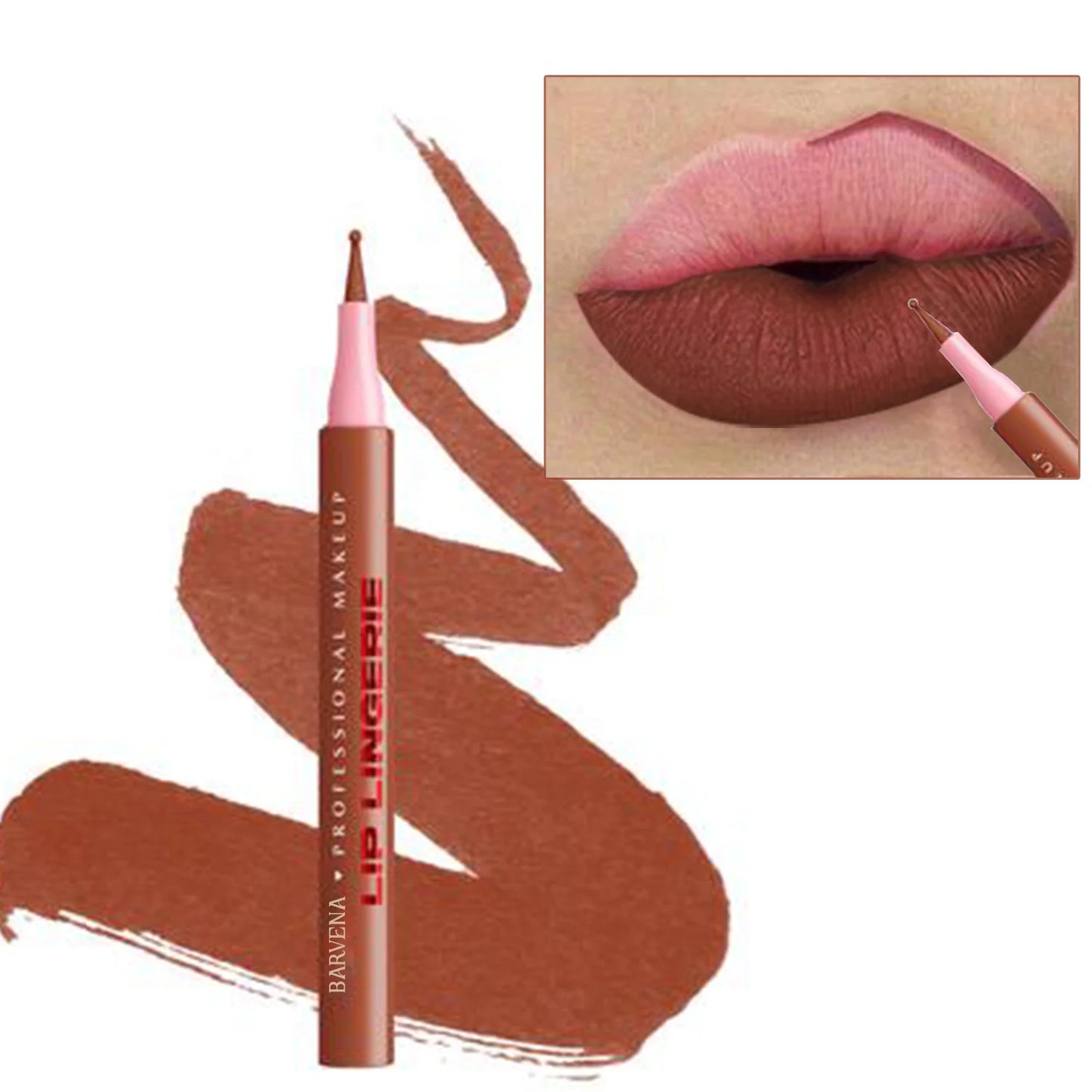 Matte Lip Liner Pencil Waterproof Smooth Application Smudge-Proof Moisturising Highly Pigmented 6 Colors Lip Contouring Makeup