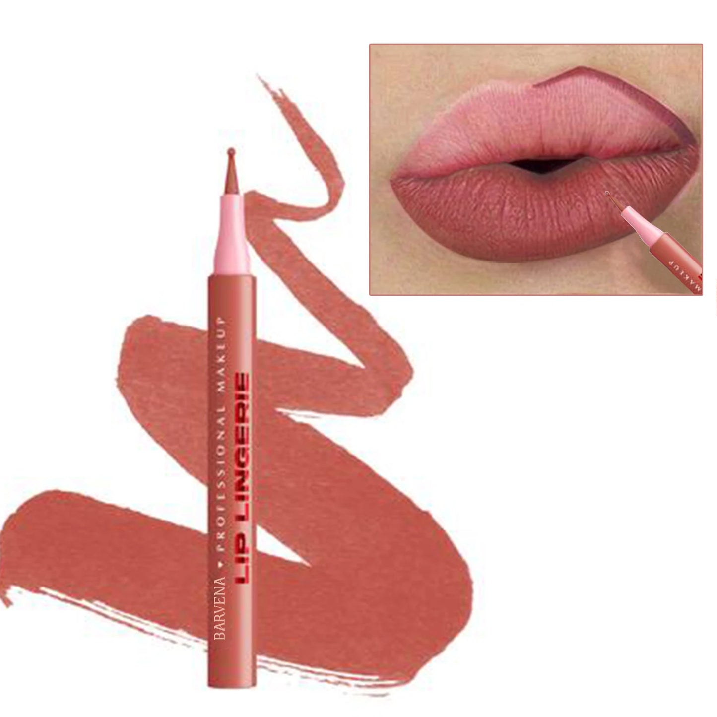Matte Lip Liner Pencil Waterproof Smooth Application Smudge-Proof Moisturising Highly Pigmented 6 Colors Lip Contouring Makeup