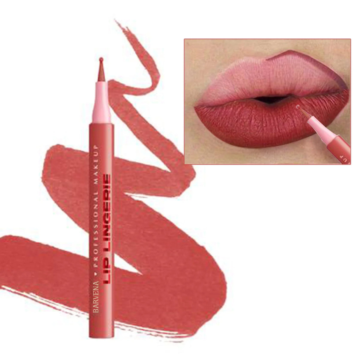 Matte Lip Liner Pencil Waterproof Smooth Application Smudge-Proof Moisturising Highly Pigmented 6 Colors Lip Contouring Makeup
