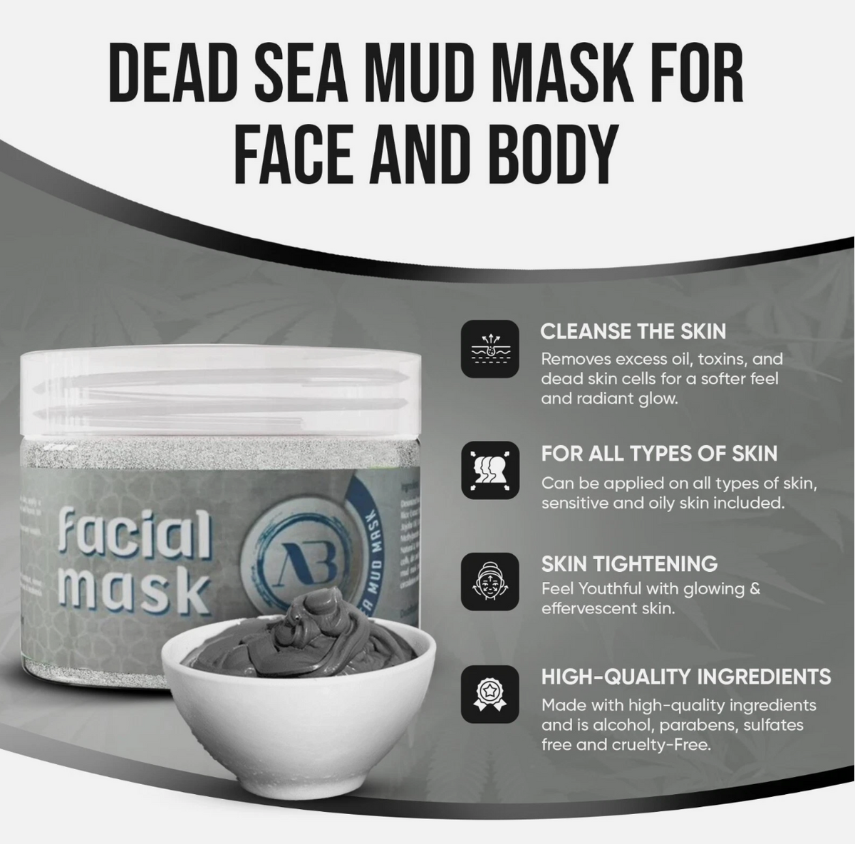 Dead Sea Mud Mask Deep Skin Cleanser Facial Black Mask Purifying Pore Minimizer