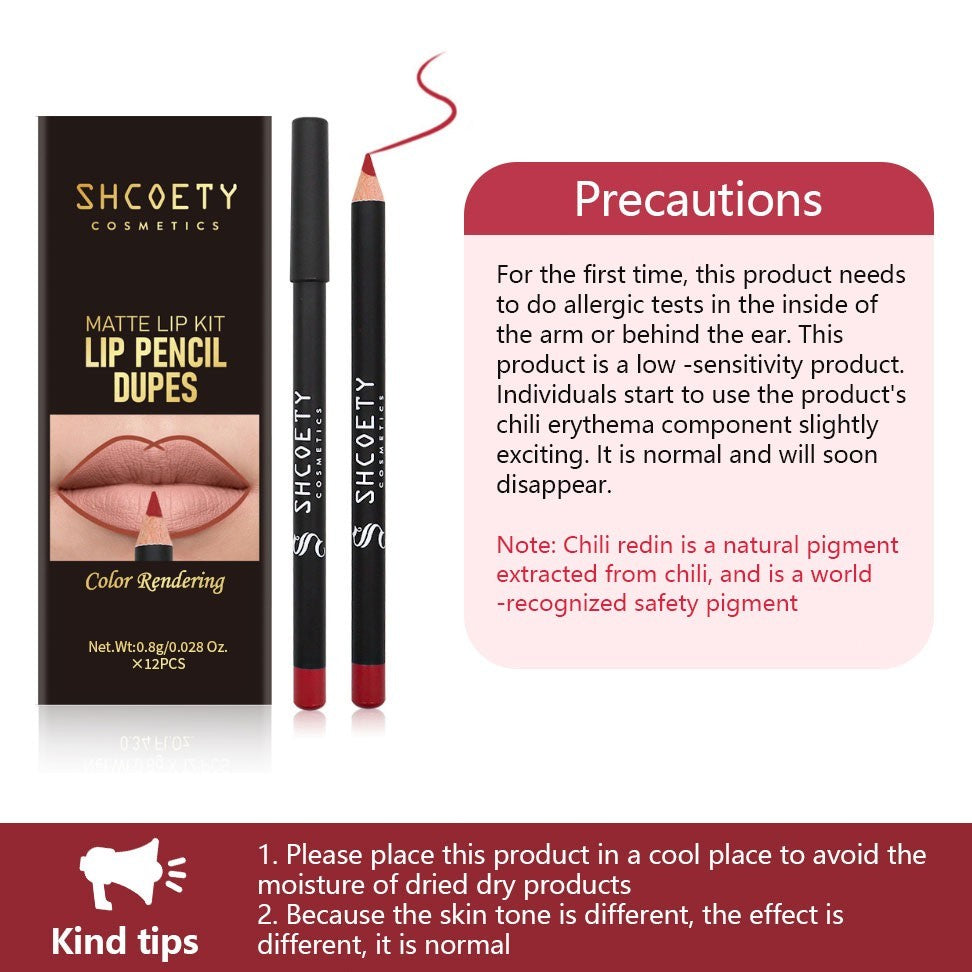 12PCS Lip Liner Set, Highly-Pigmens