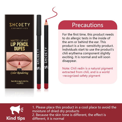 12PCS Lip Liner Set, Highly-Pigmens