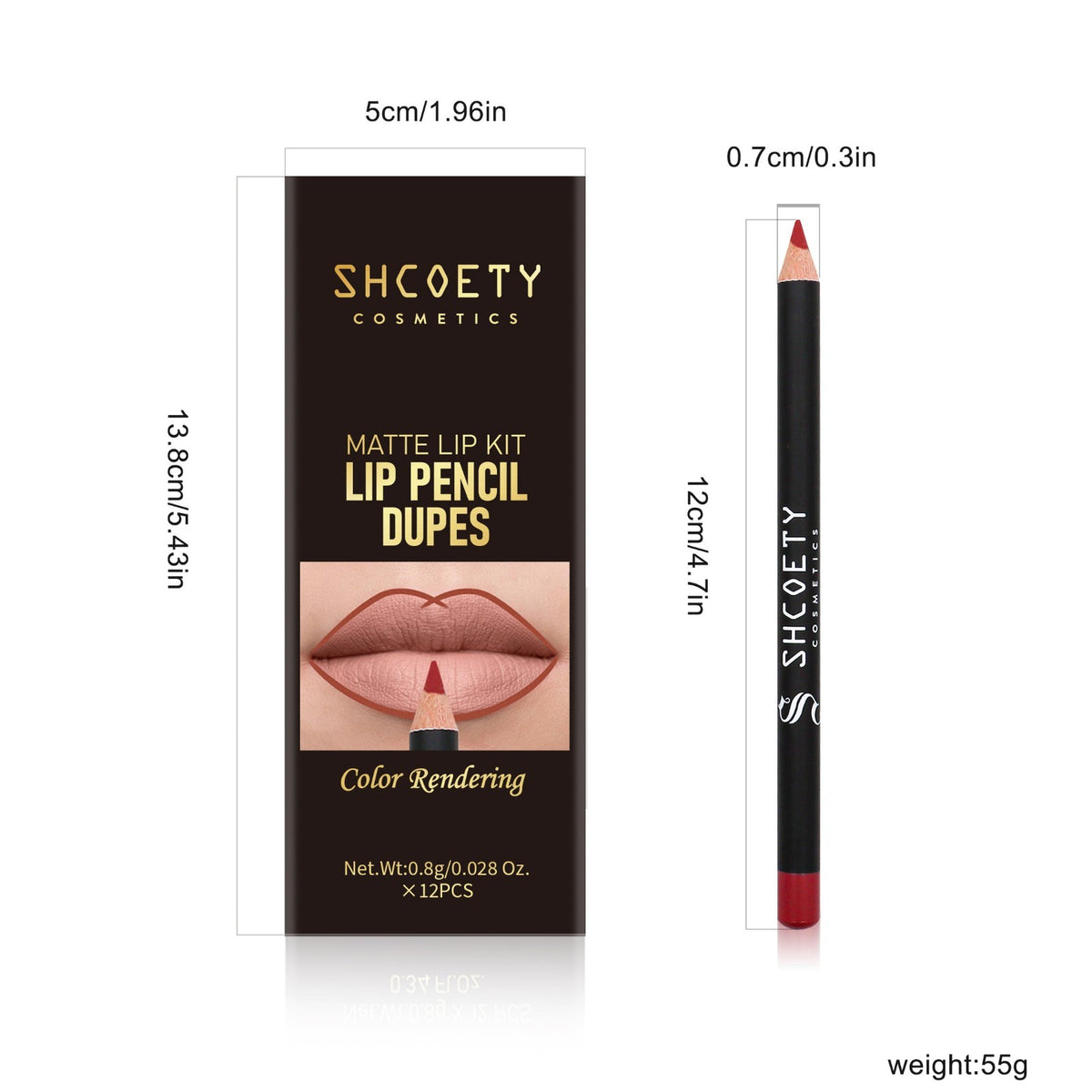 12PCS Lip Liner Set, Highly-Pigmens