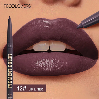 12 Color Lip Enriching Lipliner Lip Moisturizing Three-Dimensional Fitting Light Thin Silky and Clear Lip Liner