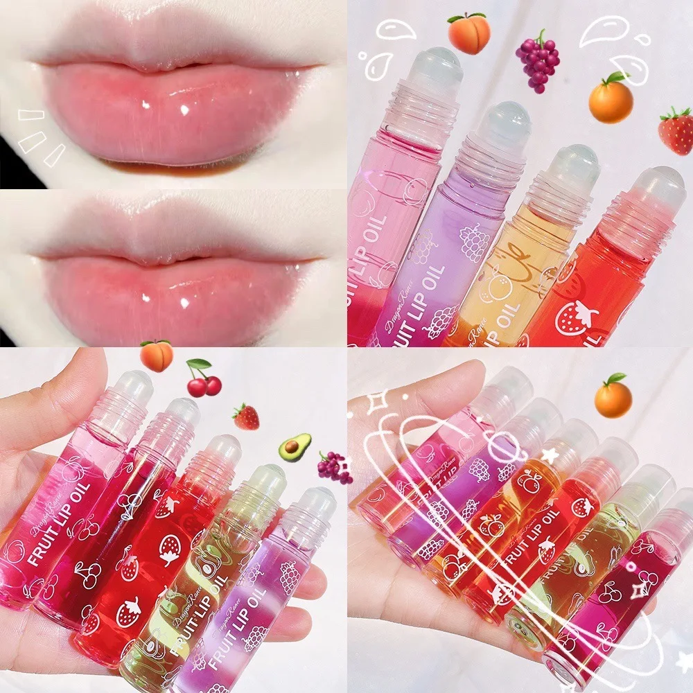Roll-On Lip Oil Moisturizing Lip Balm Liquid Nourishing Lip Oil Colorless Transparent Fruit Lip Oil New Valentine'S Day Gift Lip Balm