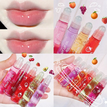 Roll-On Lip Oil Moisturizing Lip Balm Liquid Nourishing Lip Oil Colorless Transparent Fruit Lip Oil New Valentine'S Day Gift Lip Balm