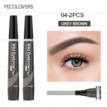 6 Colors 1Pc Eyebrow Pen Waterproof 4 Split Tip Eyebrows Pen Eyebrow Tattoo Pen Waterproof Liquid Black Eyebrow Makeup Pencil